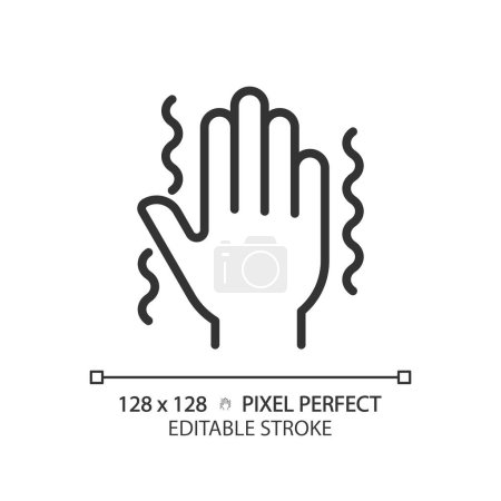 Parkinsons disease linear icon. Central nervous system disorder. Hand tremor. Synapses illness, special needs. Thin line illustration. Contour symbol. Vector outline drawing. Editable stroke