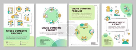 Gross domestic product green circle brochure template. Leaflet design with linear icons. Editable 4 vector layouts for presentation, annual reports. Arial-Bold, Myriad Pro-Regular fonts used