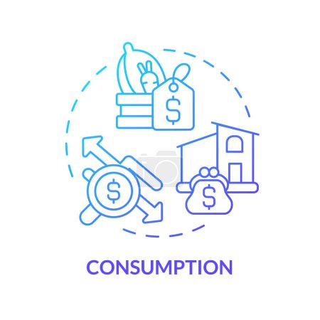 Economical consumption blue gradient concept icon. Social commerce. Quality of life, financial stability. Round shape line illustration. Abstract idea. Graphic design. Easy to use in brochure, booklet