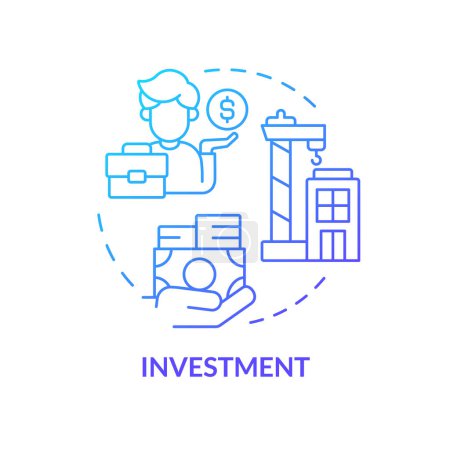 Investment blue gradient concept icon. Fund management, capital gain. Stock market, investor business. Round shape line illustration. Abstract idea. Graphic design. Easy to use in brochure, booklet
