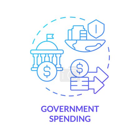 Government spending blue gradient concept icon. National debt, budget deficit. Federal expenses, inflation. Round shape line illustration. Abstract idea. Graphic design. Easy to use in brochure