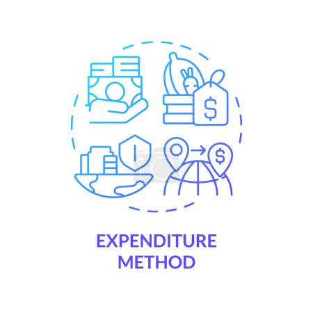 Expenditure method blue gradient concept icon. Gdp calculating. National economics. Geopolitical finances. Round shape line illustration. Abstract idea. Graphic design. Easy to use in brochure