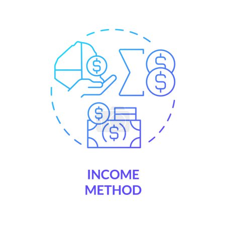 Income method blue gradient concept icon. Finance metric indicator. Wages and salaries. Business growth. Round shape line illustration. Abstract idea. Graphic design. Easy to use in brochure, booklet