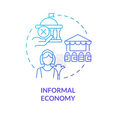 Illustration for Informal economy blue gradient concept icon. Financial decentralization. Sidewalk commerce. Round shape line illustration. Abstract idea. Graphic design. Easy to use in brochure, booklet - Royalty Free Image
