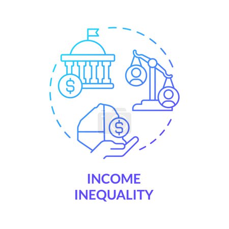 Das blaue Gradienten-Symbol für Einkommensungleichheit. Löhne und Gehälter klaffen auseinander. Lebensqualität, Finanzstabilität. Abbildung der runden Formlinie. Abstrakte Idee. Grafikdesign. Einfach zu bedienen in Broschüre