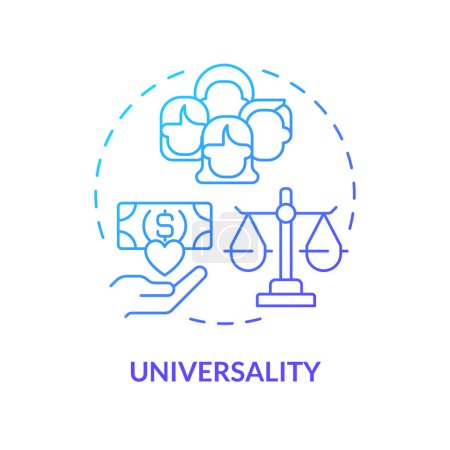 Illustration for Universal basic income blue gradient concept icon. Socioeconomical policy equality. Financial sustainability. Round shape line illustration. Abstract idea. Graphic design. Easy to use in brochure - Royalty Free Image