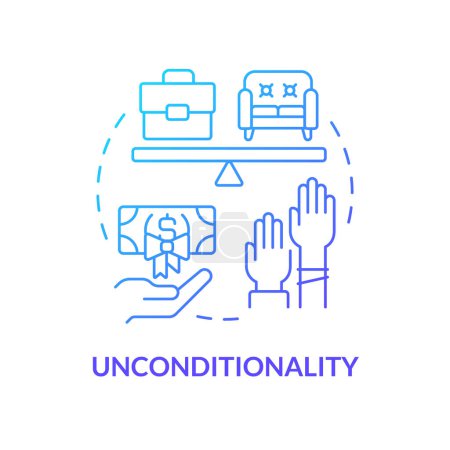 Unconditionality blue gradient concept icon. Social policies equality. Resources regulation. Round shape line illustration. Abstract idea. Graphic design. Easy to use in brochure, booklet
