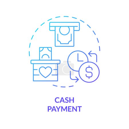 Cash payment blue gradient concept icon. purchasing power parity. Fixed wage. Capital gain, financial expenditure. Round shape line illustration. Abstract idea. Graphic design. Easy to use in brochure