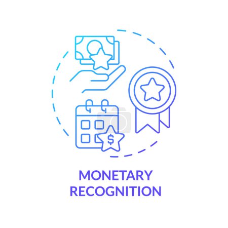 Monetary recognition blue gradient concept icon. Employee recognition. Gifts and bonuses. Salary increase. Payday. Round shape line illustration. Abstract idea. Graphic design. Easy to use