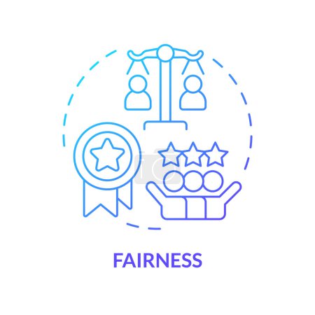 Fairness blue gradient concept icon. Employee recognition criteria. Fair treatment. Workplace culture. Team spirit. Round shape line illustration. Abstract idea. Graphic design. Easy to use