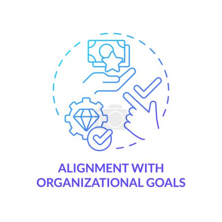 Alignment with organizational goals blue gradient concept icon. Employee recognition. Company core values. Workplace culture. Round shape line illustration. Abstract idea. Graphic design. Easy to use