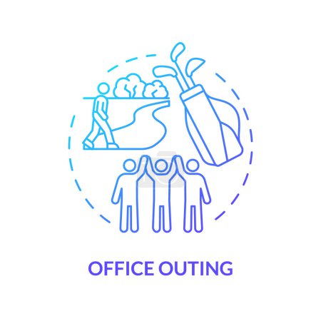 Office outing blue gradient concept icon. Employee recognition. Team building. Leisure activity. Corporate event. Round shape line illustration. Abstract idea. Graphic design. Easy to use