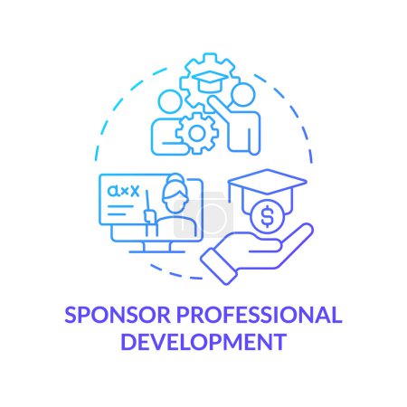 Sponsor professional development blue gradient concept icon. Financial support. Employee recognition. Job training. Round shape line illustration. Abstract idea. Graphic design. Easy to use