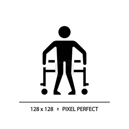 Cerebral palsy black glyph icon. Physical disability, genetic disorder. Lifelong medical condition. Special needs. Silhouette symbol on white space. Solid pictogram. Vector isolated illustration