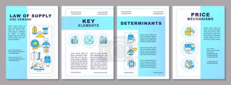 Demand and supply factors brochure template. Market economy. Leaflet design with linear icons. Editable 4 vector layouts for presentation, annual reports. Arial, Myriad Pro-Regular fonts used