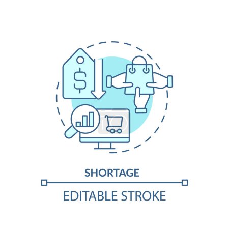 Illustration for Shortage soft blue concept icon. Product exceeding supply. Low prices. Limited production. Round shape line illustration. Abstract idea. Graphic design. Easy to use in brochure marketing - Royalty Free Image