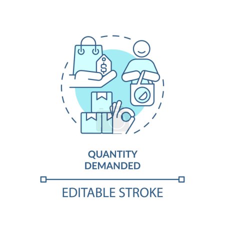 Quantity demanded soft blue concept icon. Amount of products. Consumers buying. Round shape line illustration. Abstract idea. Graphic design. Easy to use in brochure marketing