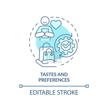 Tastes and preferences soft blue concept icon. Consumer behavior, analysis expectations. Round shape line illustration. Abstract idea. Graphic design. Easy to use in brochure marketing