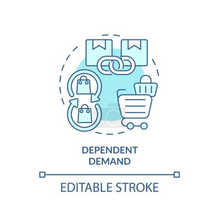 Dependent demand soft blue concept icon. Demand for product influenced by demand for another product. Round shape line illustration. Abstract idea. Graphic design. Easy to use in brochure marketing