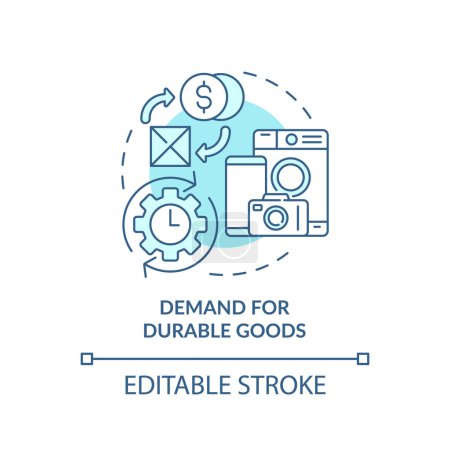 Demand for durable goods soft blue concept icon. Products with long usage life. Round shape line illustration. Abstract idea. Graphic design. Easy to use in brochure marketing