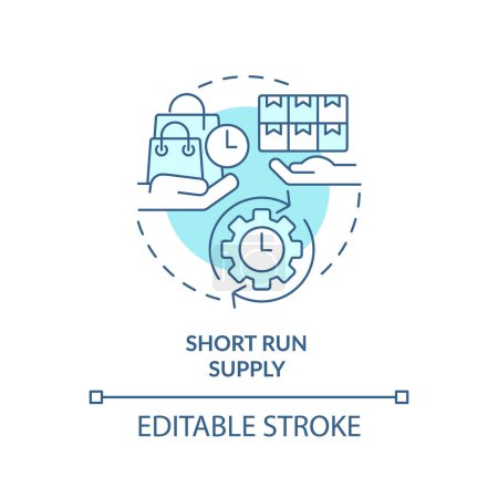 Short run supply soft blue concept icon. Goods and services over brief period. Round shape line illustration. Abstract idea. Graphic design. Easy to use in brochure marketing