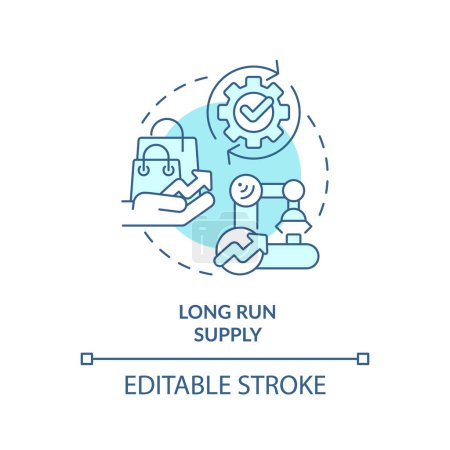 Long-run supply soft blue concept icon. Increasing cost industry. Round shape line illustration. Abstract idea. Graphic design. Easy to use in brochure marketing