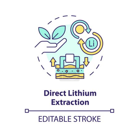 Direct lithium extraction multi color concept icon. Batteries production industry. Refining process. Round shape line illustration. Abstract idea. Graphic design. Easy to use in brochure, booklet