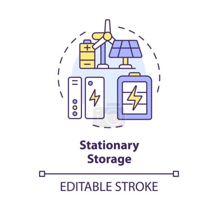 Stationary storage multi color concept icon. High density energy source. Power battery supply. Round shape line illustration. Abstract idea. Graphic design. Easy to use in brochure, booklet