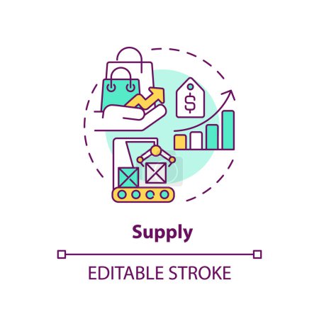 Supply multi color concept icon. Total amount of good, service available to consumers. Higher prices. Round shape line illustration. Abstract idea. Graphic design. Easy to use in brochure marketing