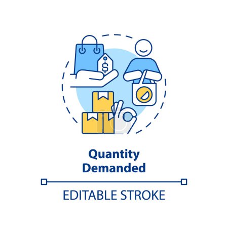 Quantity demanded multi color concept icon. Amount of products. Consumers buying. Round shape line illustration. Abstract idea. Graphic design. Easy to use in brochure marketing