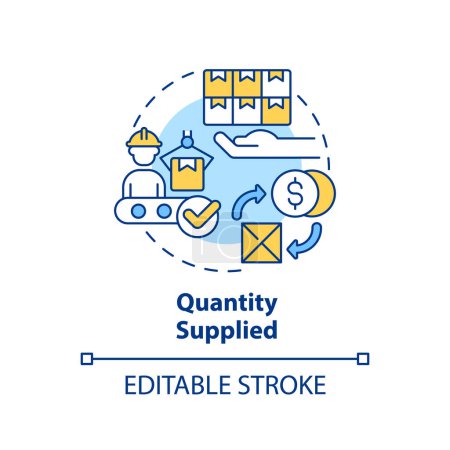 Quantity supplies multi color concept icon. Specific amount of products for selling at given price. Round shape line illustration. Abstract idea. Graphic design. Easy to use in brochure marketing