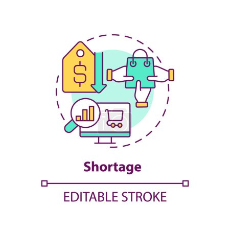 Shortage multi color concept icon. Product exceeding supply. Low prices. Limited production. Round shape line illustration. Abstract idea. Graphic design. Easy to use in brochure marketing