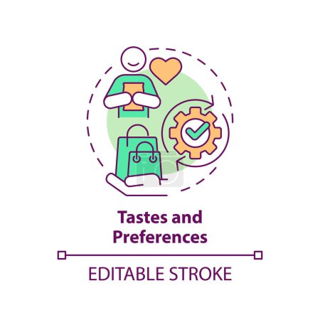 Tastes and preferences multi color concept icon. Consumer behavior, analysis expectations. Round shape line illustration. Abstract idea. Graphic design. Easy to use in brochure marketing