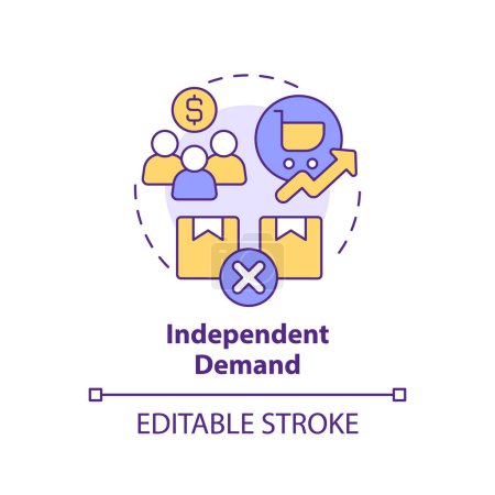Independent demand multi color concept icon. Demand for finished products. Consumer preferences. Round shape line illustration. Abstract idea. Graphic design. Easy to use in brochure marketing