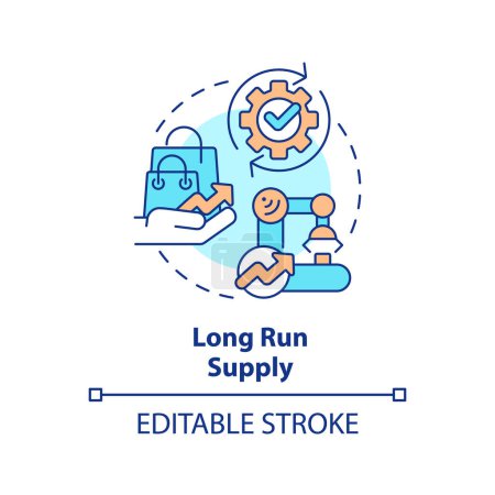 Long-run supply multi color concept icon. Increasing cost industry. Round shape line illustration. Abstract idea. Graphic design. Easy to use in brochure marketing