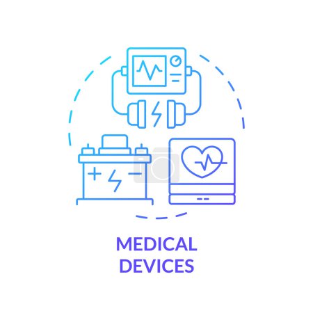 Medical devices blue gradient concept icon. Uninterruptible power supply. Lithium ion safety batteries. Round shape line illustration. Abstract idea. Graphic design. Easy to use in brochure, booklet