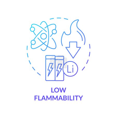 Low flammability blue gradient concept icon. Lithium revolution, industry regulation. Environmentally friendly. Round shape line illustration. Abstract idea. Graphic design. Easy to use in brochure