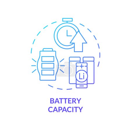 Battery capacity blue gradient concept icon. Energy storage system. Rechargeable accumulator. Round shape line illustration. Abstract idea. Graphic design. Easy to use in brochure, booklet