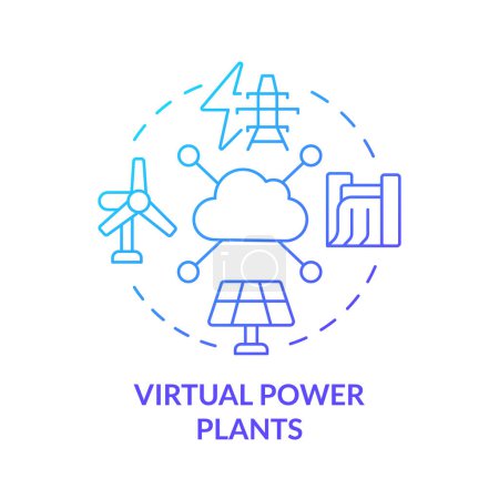 Virtual power plants blue gradient concept icon. Ecofriendly generation facilities. Renewable energy parks. Round shape line illustration. Abstract idea. Graphic design. Easy to use in brochure