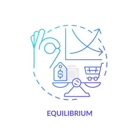 Equilibrium blue gradient concept icon. Demand and supply balance. Price tag on scale. Round shape line illustration. Abstract idea. Graphic design. Easy to use in brochure marketing