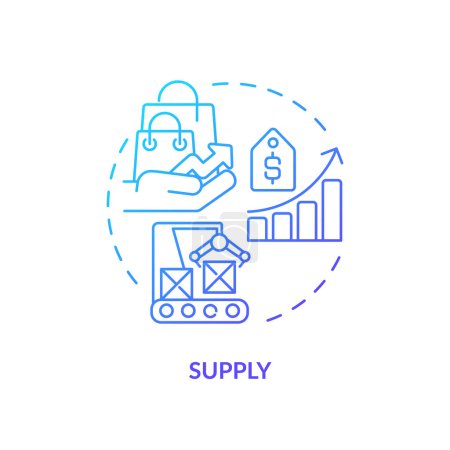 Supply blue gradient concept icon. Total amount of good, service available to consumers. Higher prices. Round shape line illustration. Abstract idea. Graphic design. Easy to use in brochure marketing