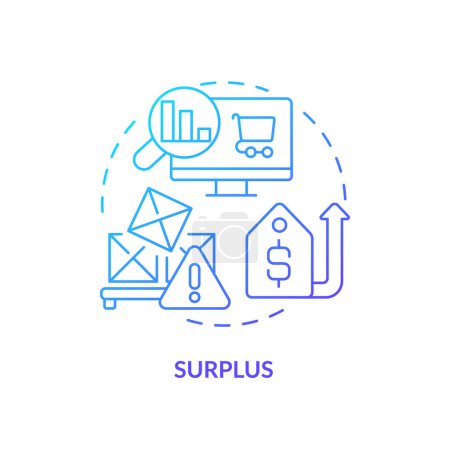 Illustration for Surplus blue gradient concept icon. Unsold quantity of goods. High price. Round shape line illustration. Abstract idea. Graphic design. Easy to use in brochure marketing - Royalty Free Image