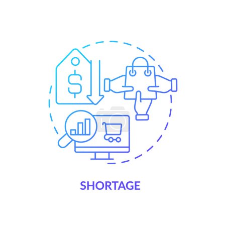 Shortage blue gradient concept icon. Product exceeding supply. Low prices. Limited production. Round shape line illustration. Abstract idea. Graphic design. Easy to use in brochure marketing