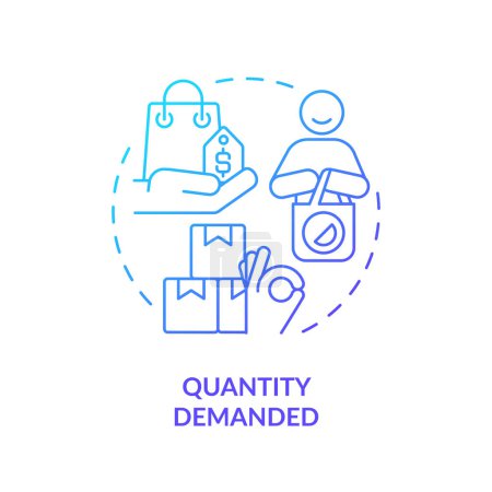 Quantity demanded blue gradient concept icon. Amount of products. Consumers buying. Round shape line illustration. Abstract idea. Graphic design. Easy to use in brochure marketing