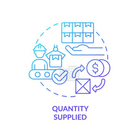 Quantity supplies blue gradient concept icon. Specific amount of products for selling at given price. Round shape line illustration. Abstract idea. Graphic design. Easy to use in brochure marketing