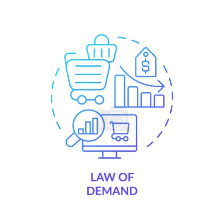 Law of demand blue gradient concept icon. Relationship between price, quantity demanded. Microeconomic. Round shape line illustration. Abstract idea. Graphic design. Easy to use in brochure marketing