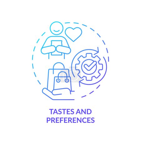 Tastes and preferences blue gradient concept icon. Consumer behavior, analysis expectations. Round shape line illustration. Abstract idea. Graphic design. Easy to use in brochure marketing