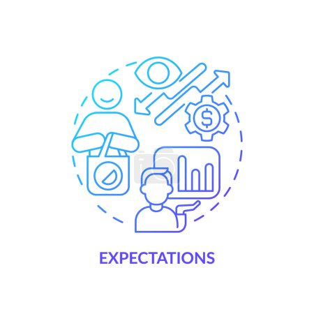Expectations blue gradient concept icon. Expectations about prices, income, product availability. Round shape line illustration. Abstract idea. Graphic design. Easy to use in brochure marketing