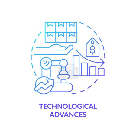 Technological advances blue gradient concept icon. Improve technology, increase production efficiency. Round shape line illustration. Abstract idea. Graphic design. Easy to use in brochure marketing