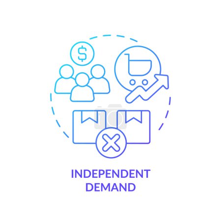 Independent demand blue gradient concept icon. Demand for finished products. Consumer preferences. Round shape line illustration. Abstract idea. Graphic design. Easy to use in brochure marketing